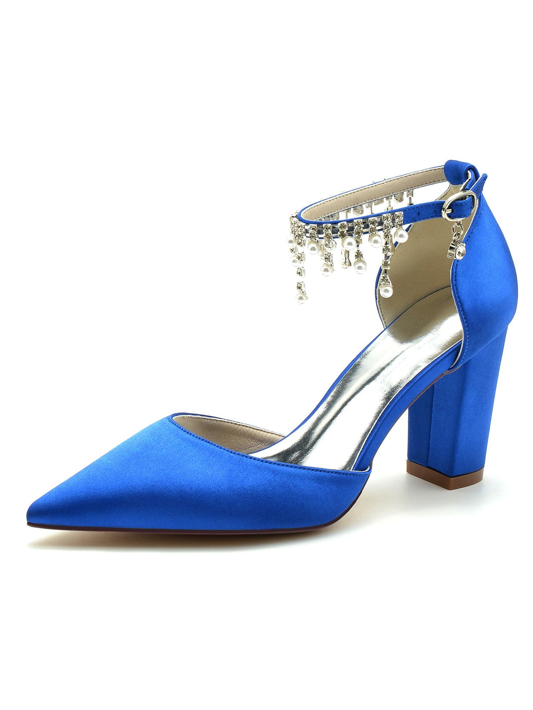 Chaussures de Demoiselle D'Honneur à Talons Hauts et Bout Pointu en Strass pour Femmes