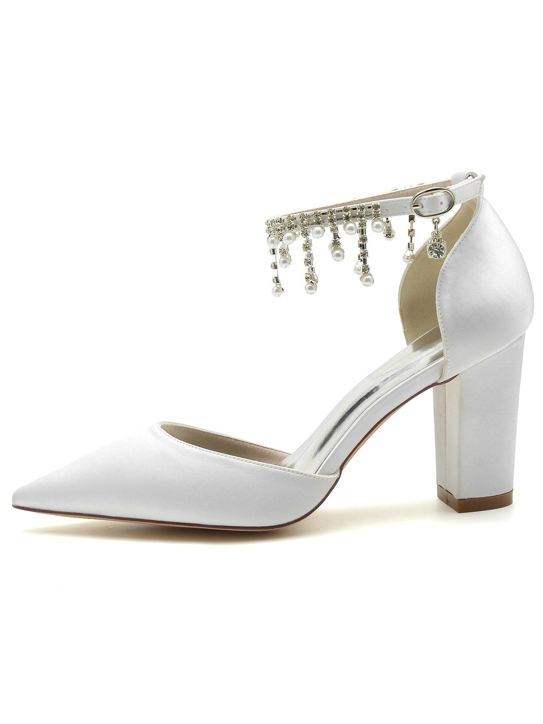 Chaussures de Demoiselle D'Honneur à Talons Hauts et Bout Pointu en Strass pour Femmes