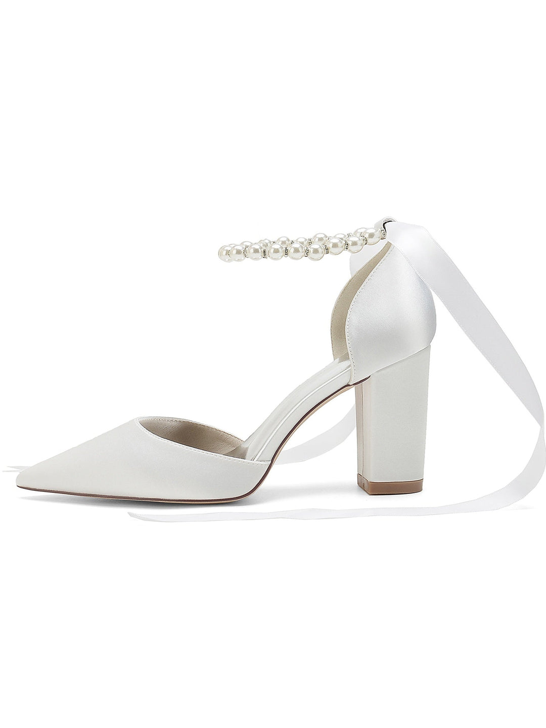 Chaussures de Mariage pour Femmes, Chaussures de Demoiselle D'Honneur à Talons Hauts et Bout Pointu avec Strass