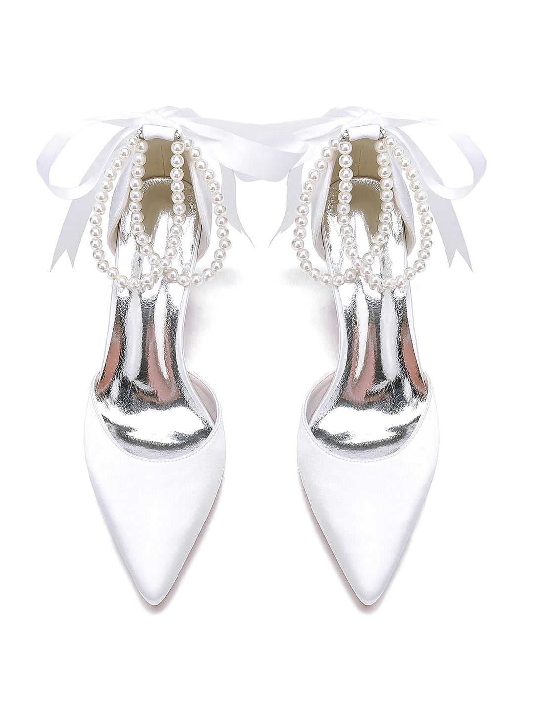 Chaussures de Demoiselle D'Honneur à Talon Aiguille et Bout Pointu en Strass pour Femmes