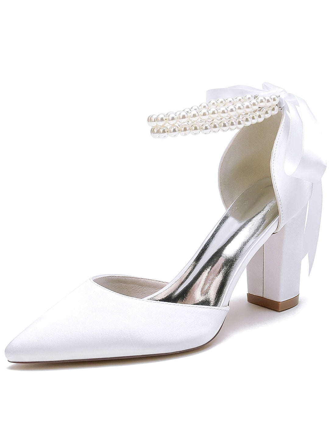 Chaussures de Demoiselle D'Honneur à Talon Aiguille et Bout Pointu en Strass pour Femmes