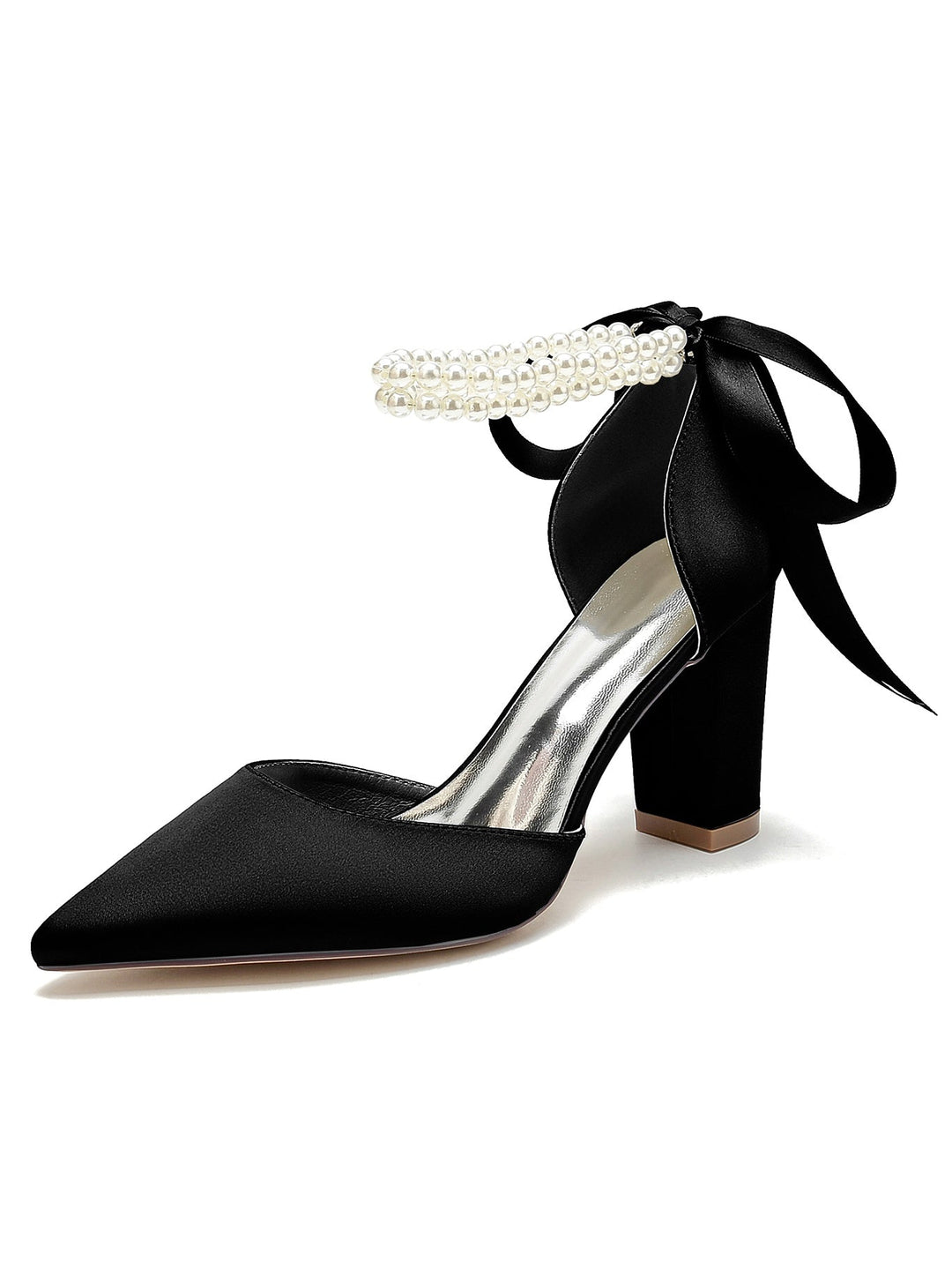 Chaussures de Demoiselle D'Honneur à Talon Aiguille et Bout Pointu en Strass pour Femmes