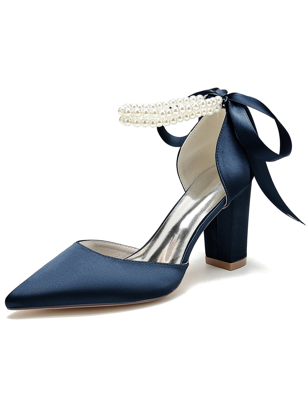 Chaussures de Demoiselle D'Honneur à Talon Aiguille et Bout Pointu en Strass pour Femmes