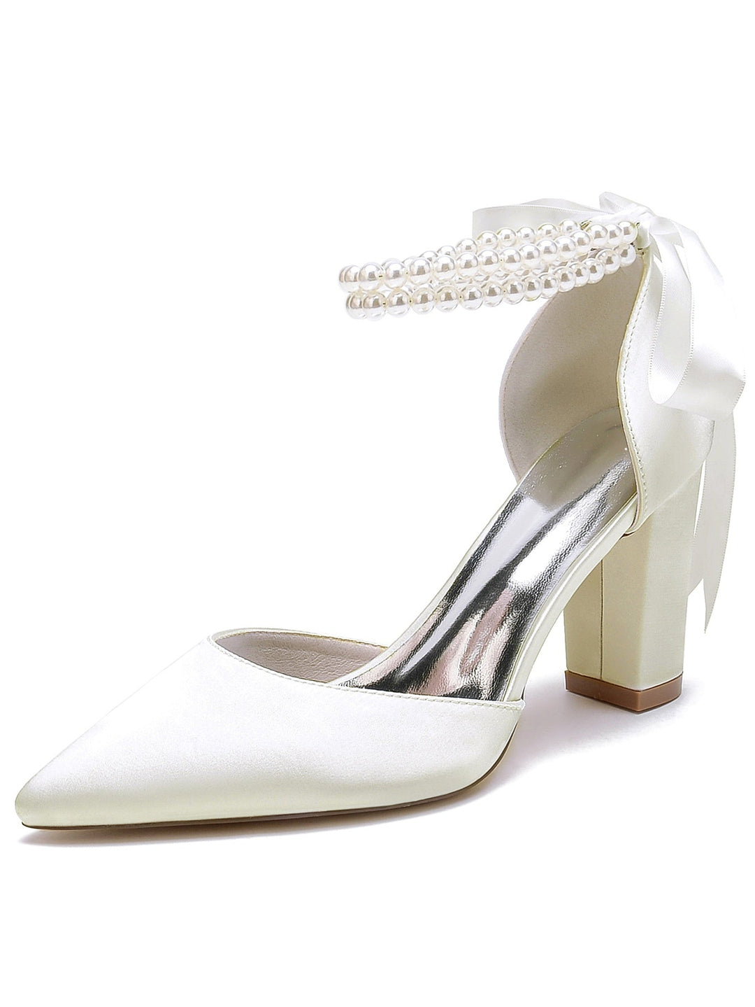 Chaussures de Demoiselle D'Honneur à Talon Aiguille et Bout Pointu en Strass pour Femmes