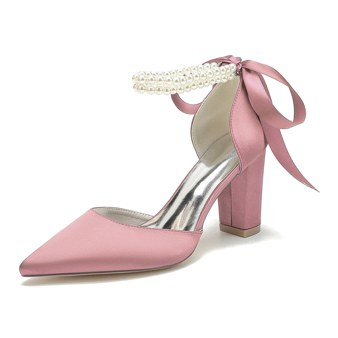 Chaussures de Demoiselle D'Honneur à Talon Aiguille et Bout Pointu en Strass pour Femmes