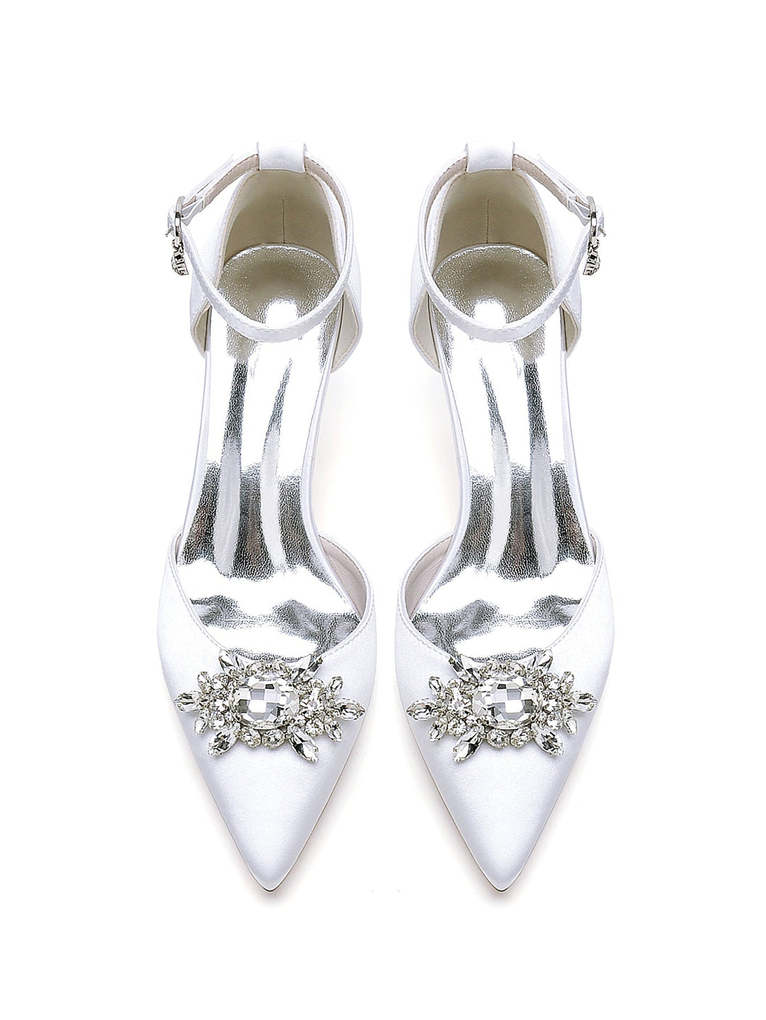 Chaussures de Mariage pour Femmes Chaussures de Mariée à Talons Hauts et Bout Pointu avec Strass