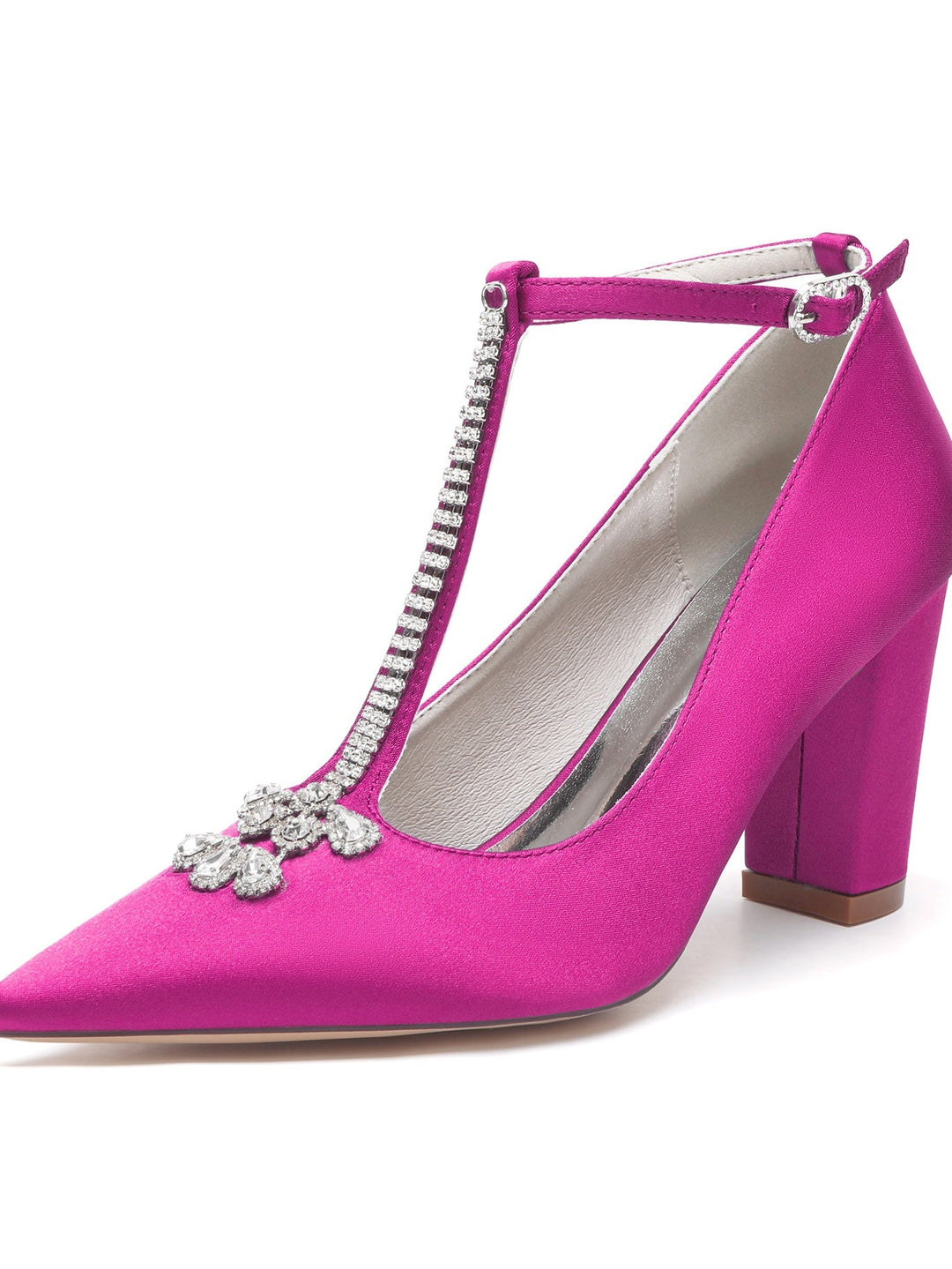 Chaussures de Mariée à Talon Aiguille et Bout Pointu en Strass pour Femmes