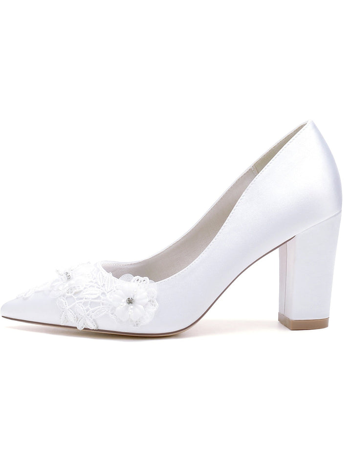 Chaussures de Mariage à Talon Aiguille et Bout Pointu en Strass pour Femmes