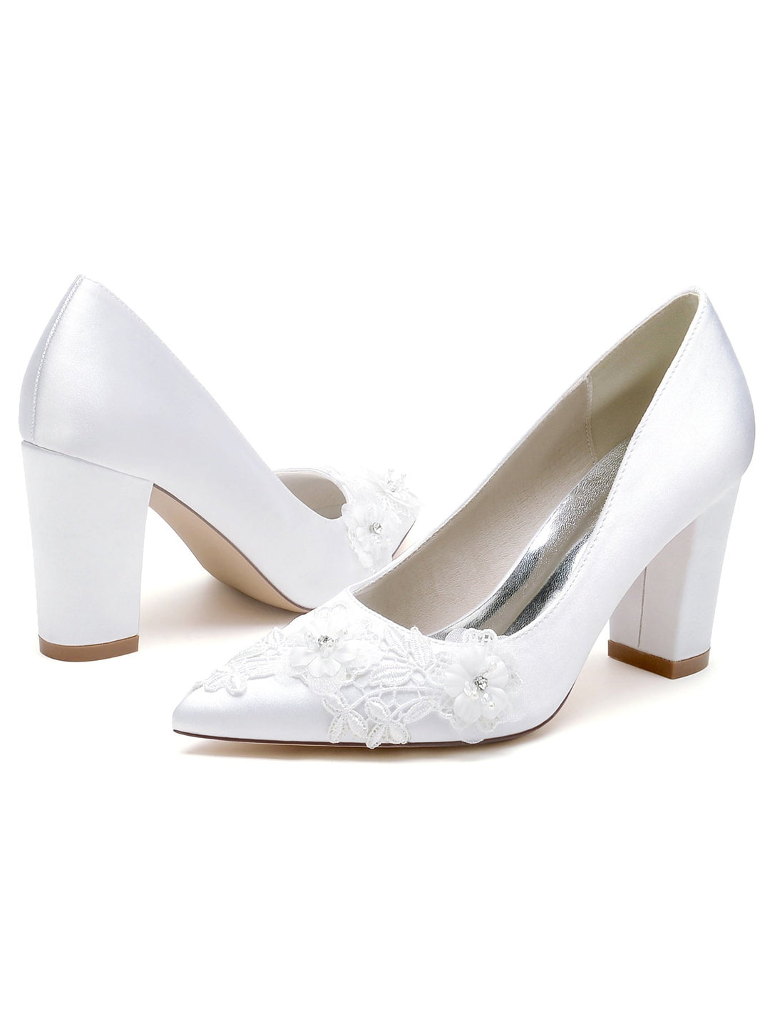 Chaussures de Mariage à Talon Aiguille et Bout Pointu en Strass pour Femmes