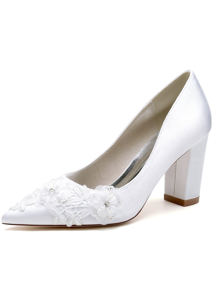 Chaussures de Mariage à Talon Aiguille et Bout Pointu en Strass pour Femmes