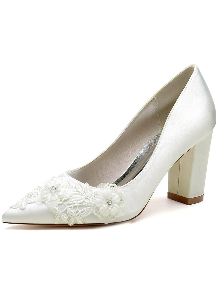 Chaussures de Mariage à Talon Aiguille et Bout Pointu en Strass pour Femmes