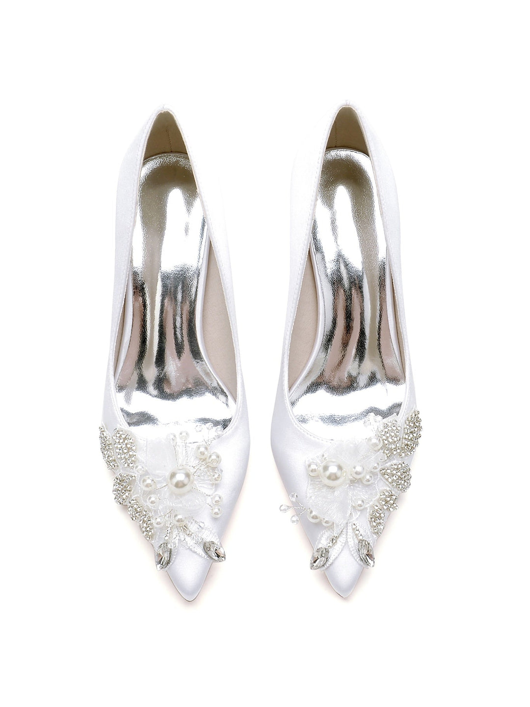 Chaussures de Mariage pour Femmes en Dentelle à Talons Hauts et Bout Pointu pour Demoiselles D'Honneur