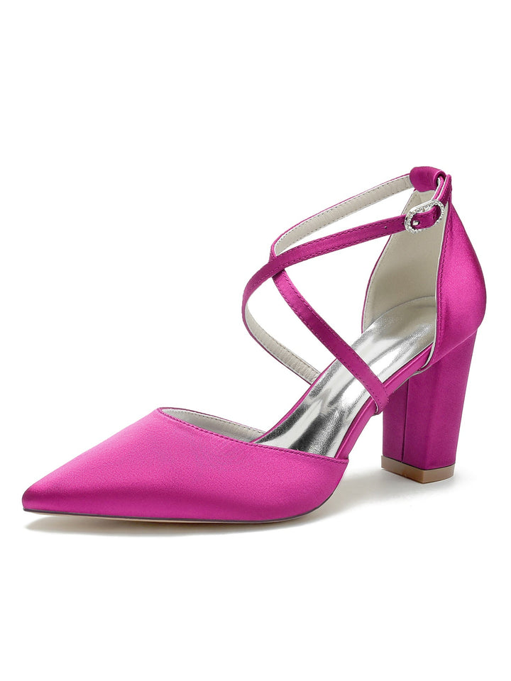 Chaussures de Mariage pour Femmes Chaussures de Mariée à Talons Hauts et Bout Pointu avec Strass