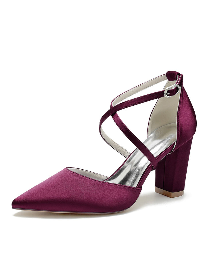 Chaussures de Mariage pour Femmes Chaussures de Mariée à Talons Hauts et Bout Pointu avec Strass