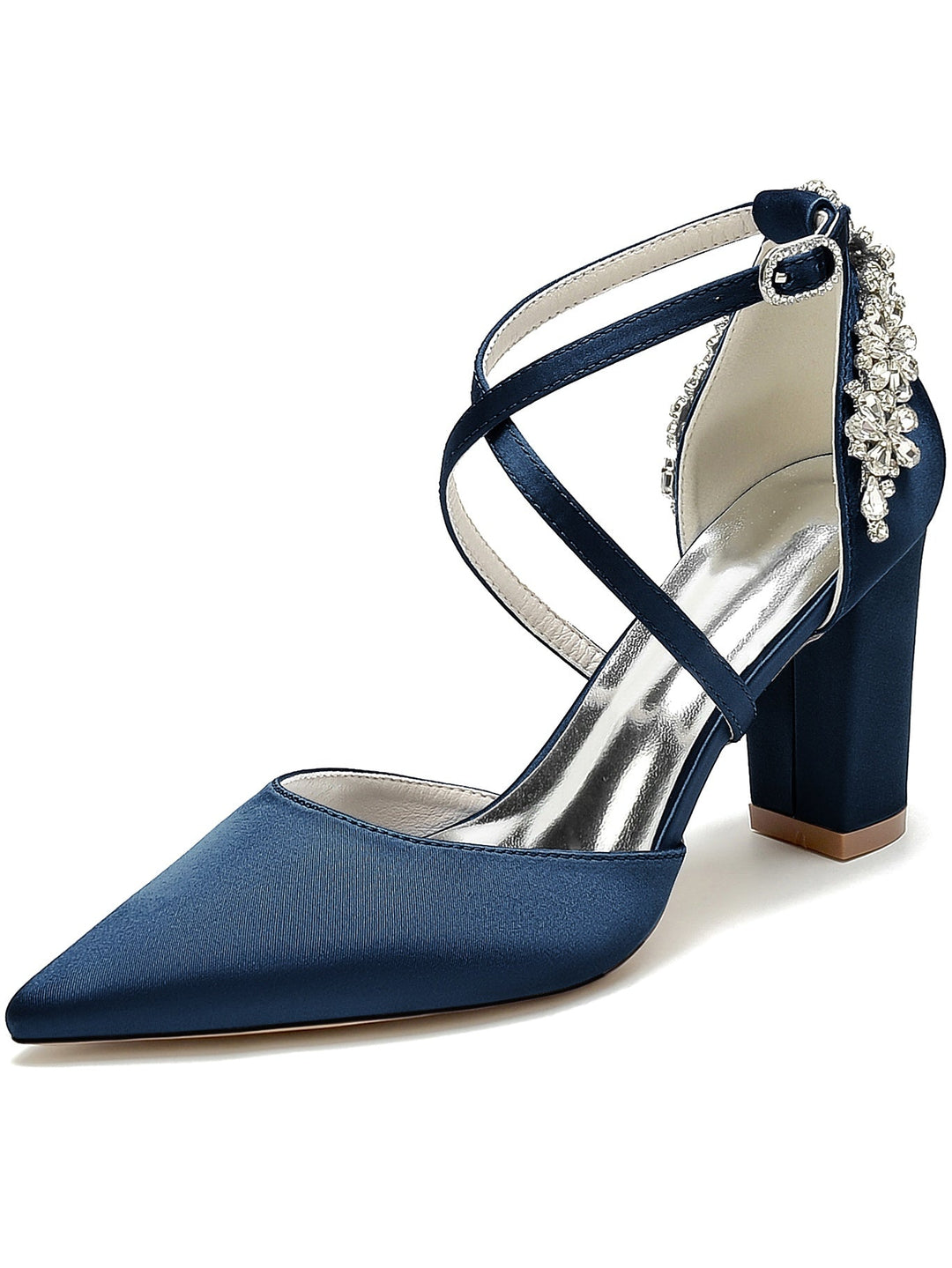 Chaussures de Demoiselle D'Honneur à Talons Hauts et Bout Pointu en Strass pour Femmes