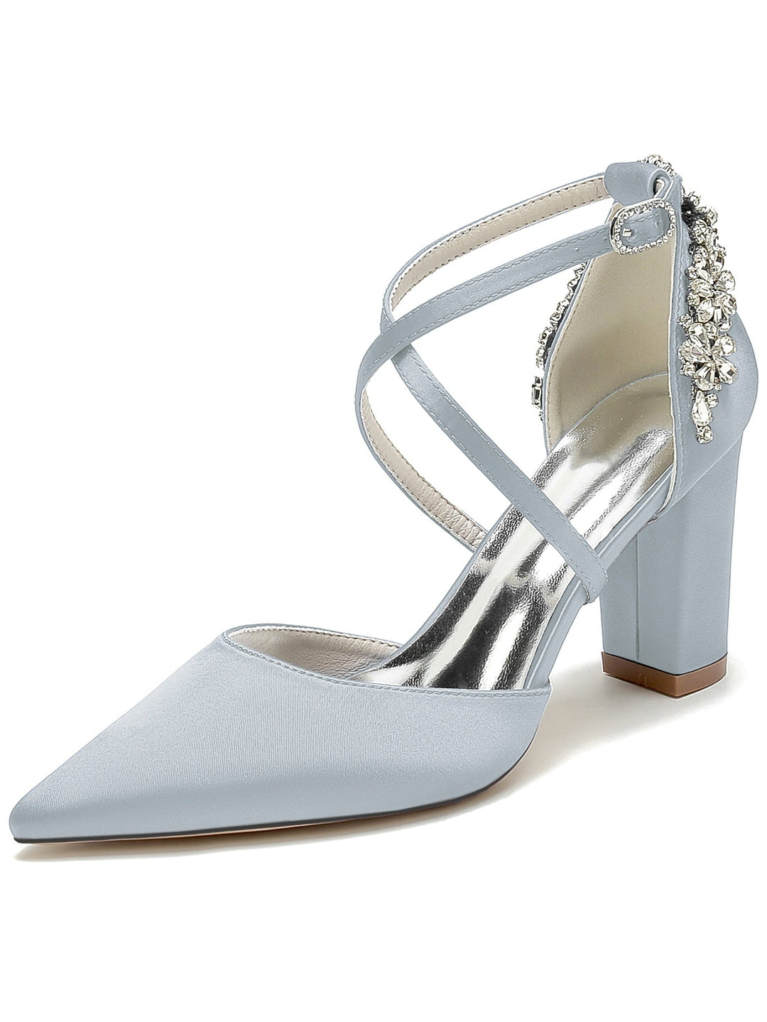 Chaussures de Demoiselle D'Honneur à Talons Hauts et Bout Pointu en Strass pour Femmes