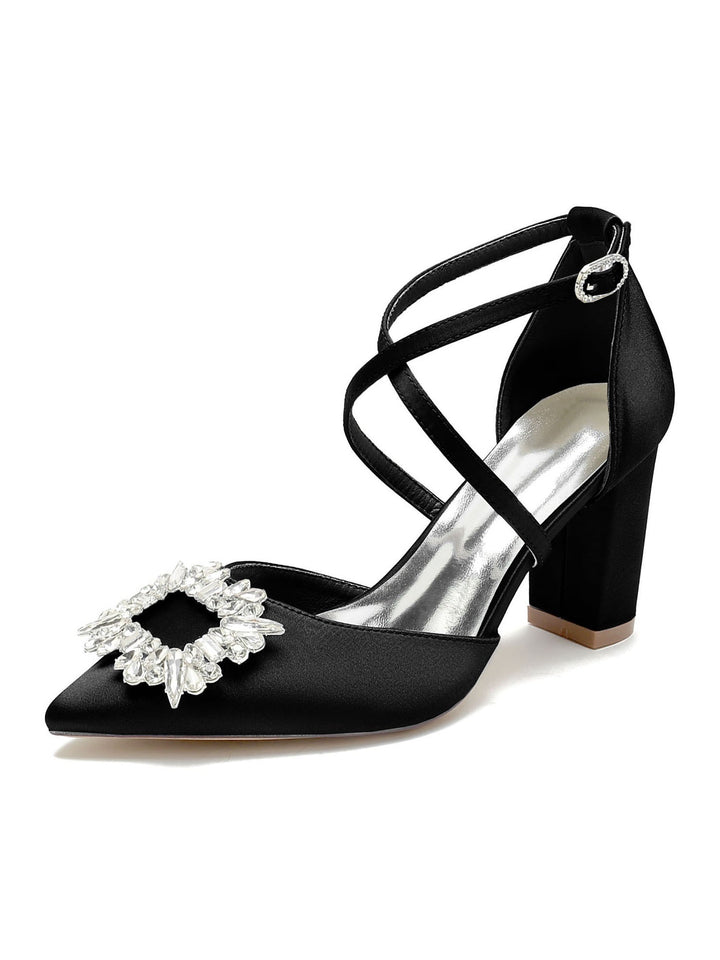 Chaussures de Mariage pour Femmes Chaussures de Mariée à Talons Hauts et Bout Pointu avec Strass
