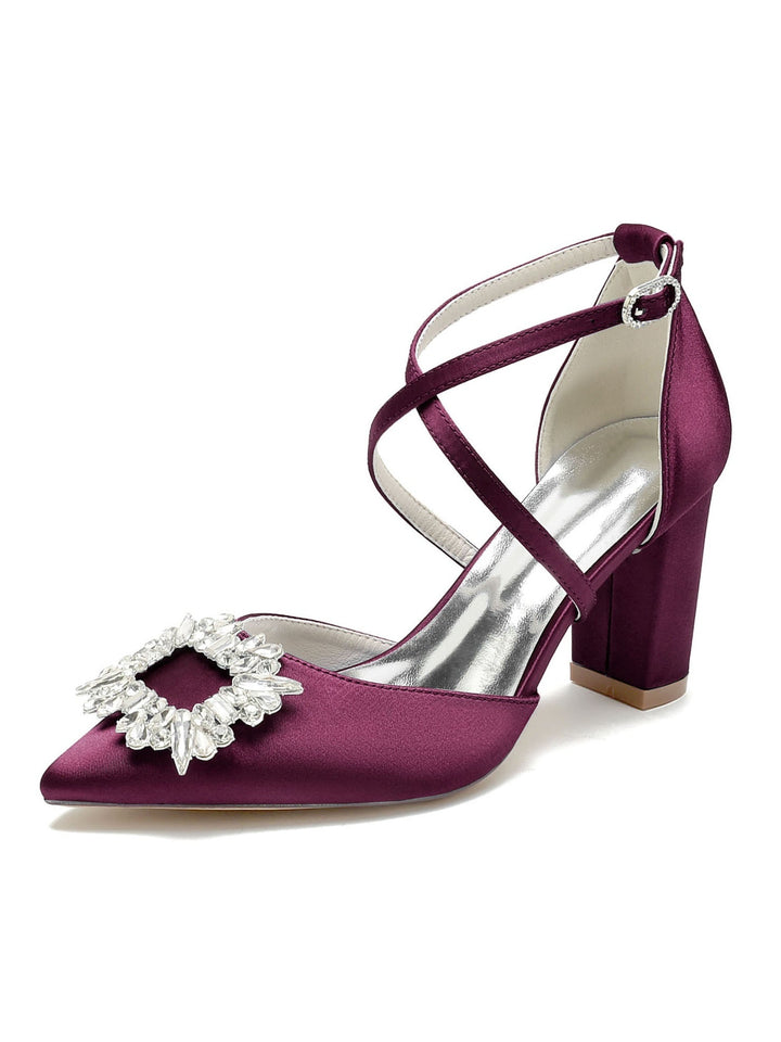 Chaussures de Mariage pour Femmes Chaussures de Mariée à Talons Hauts et Bout Pointu avec Strass