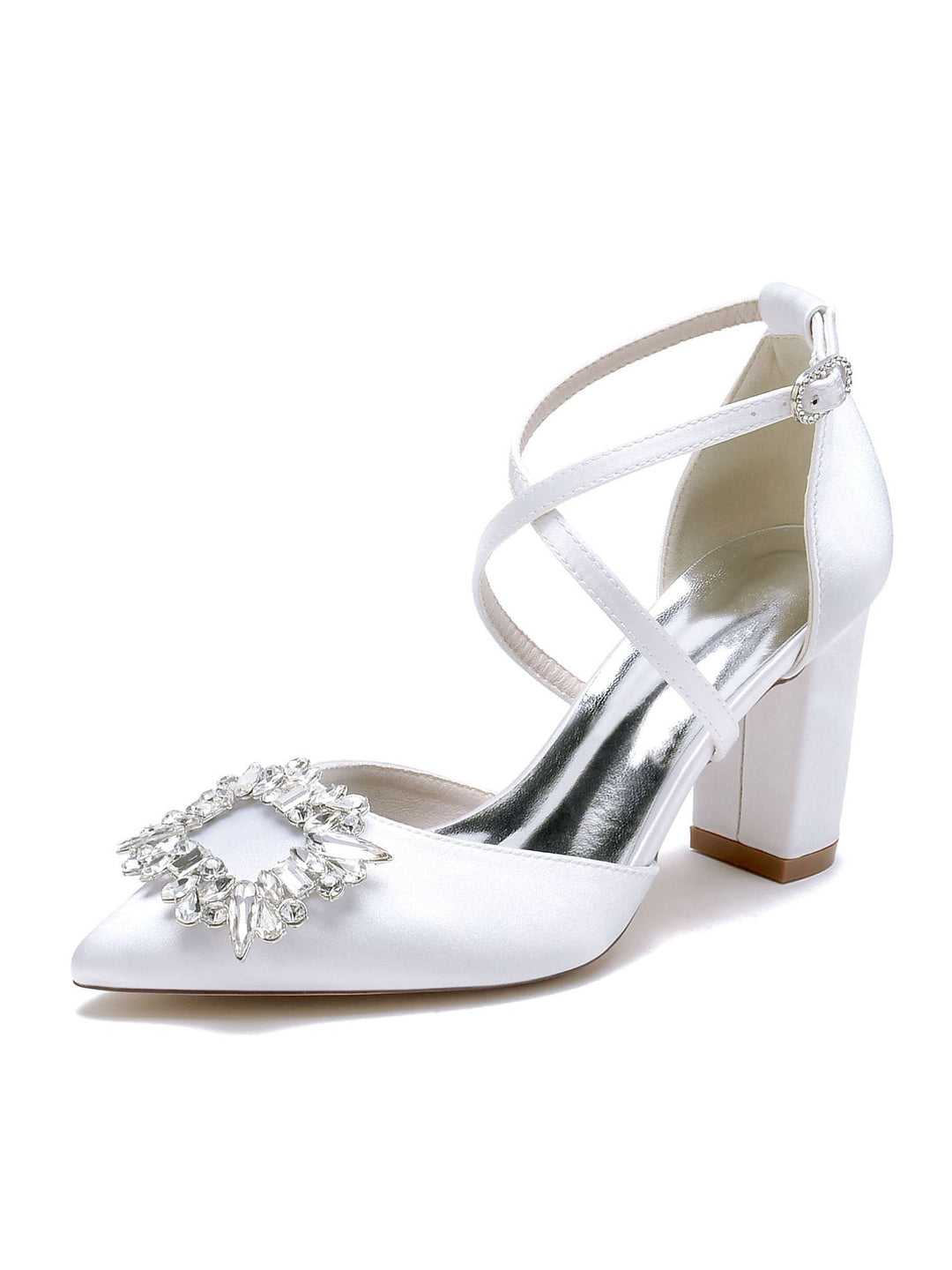 Chaussures de Mariage pour Femmes Chaussures de Mariée à Talons Hauts et Bout Pointu avec Strass