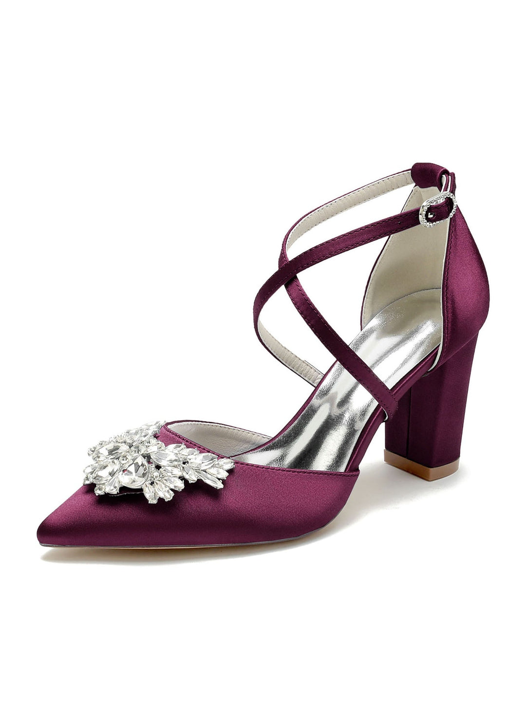 Chaussures de Mariage pour Femmes Chaussures de Mariée à Talons Hauts et Bout Pointu avec Strass