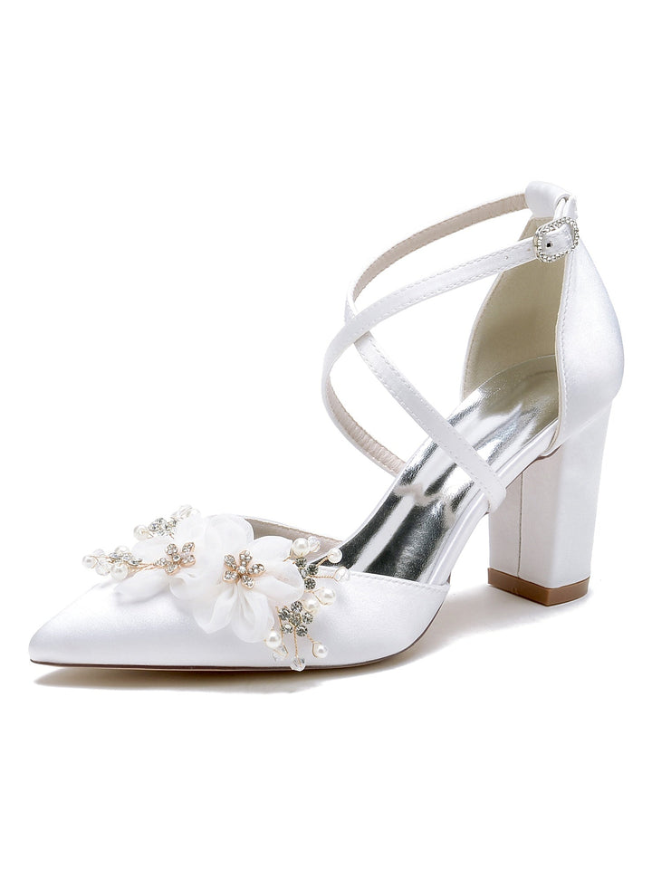 Chaussures de Mariage pour Femmes Chaussures de Mariée à Talons Hauts et à Bout Pointu