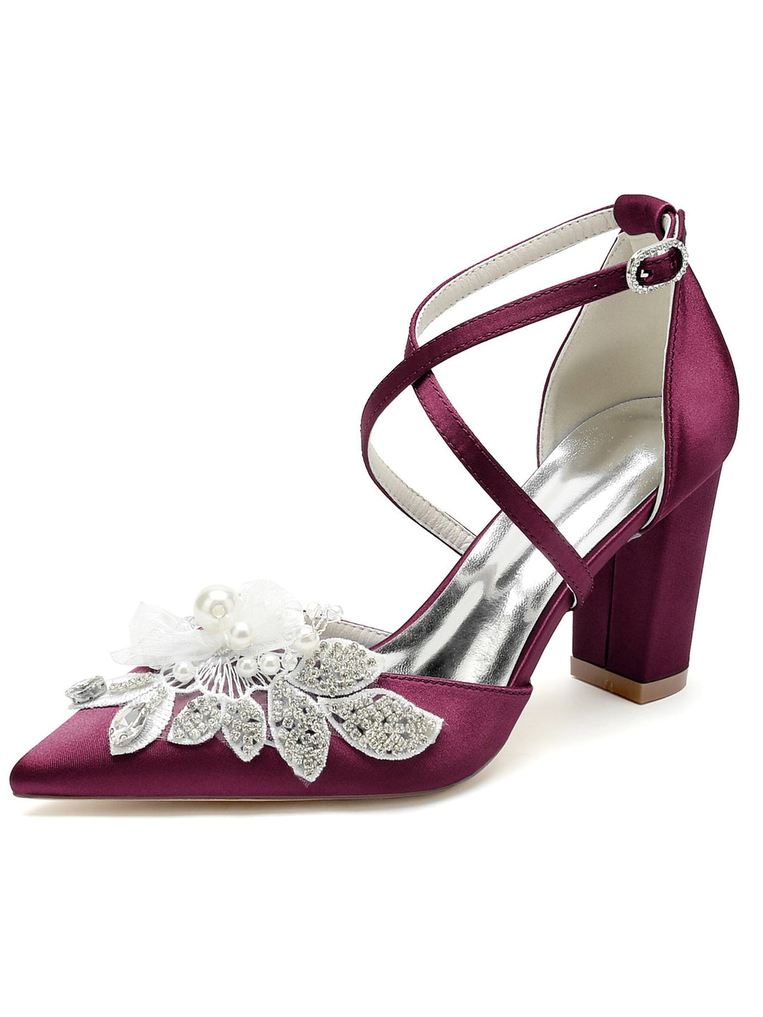 Chaussures de Mariée à Bout Pointu et Talon Aiguille en Dentelle