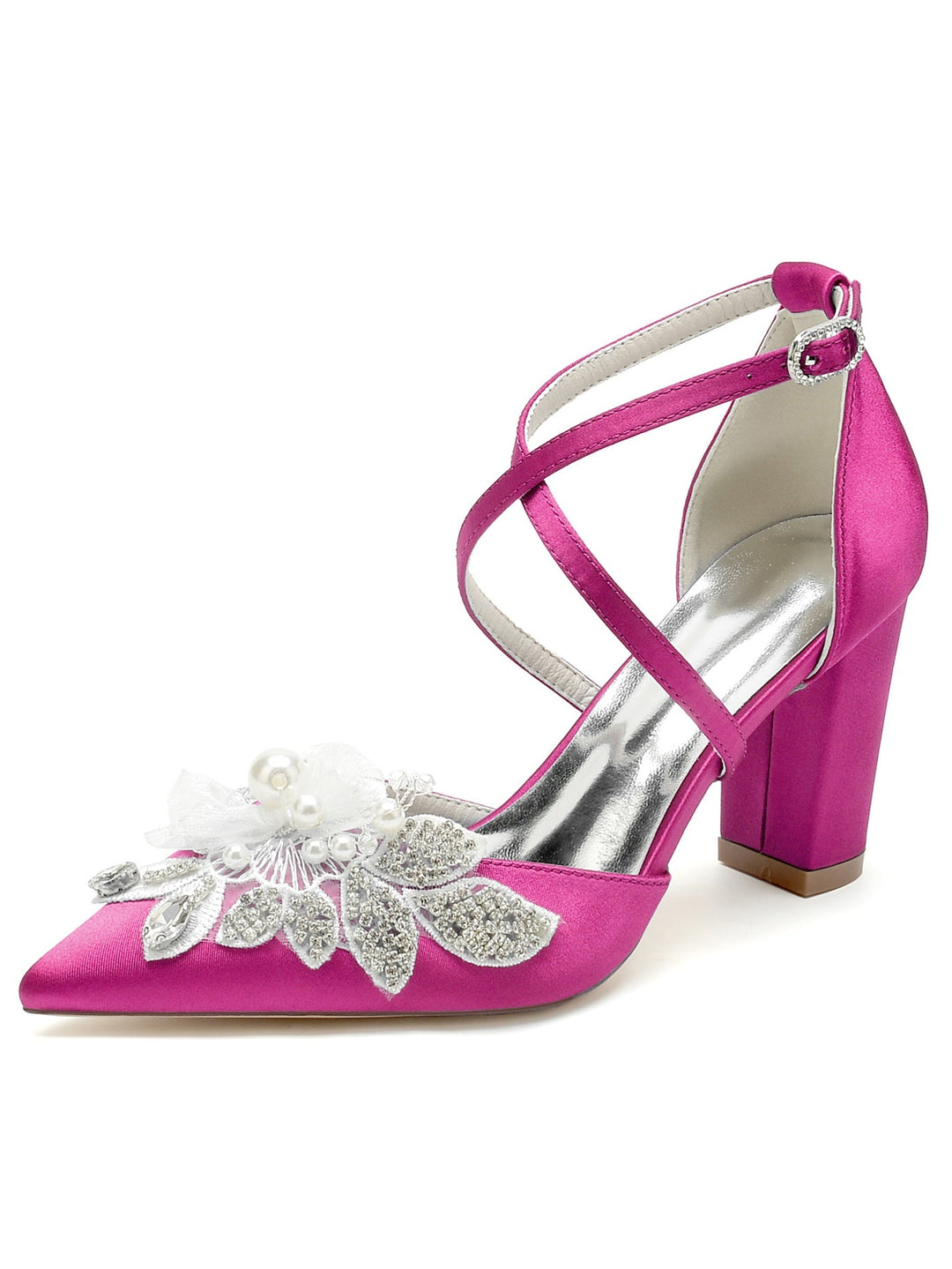 Chaussures de Mariée à Bout Pointu et Talon Aiguille en Dentelle