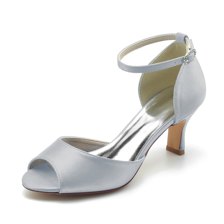 Chaussures de Mariage pour Femmes avec Strass et Bout Ouvert et Bride à la Cheville Chaussures de Mariée Minimalistes