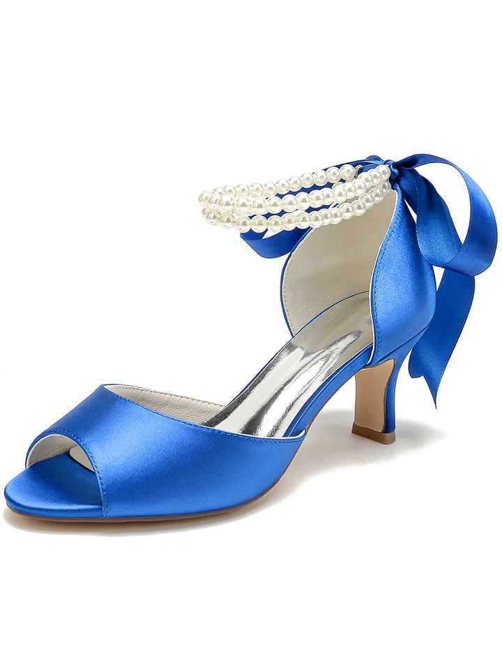 Chaussures de Mariée à Bout Ouvert et Talon Aiguille avec Nœud Papillon pour Femme