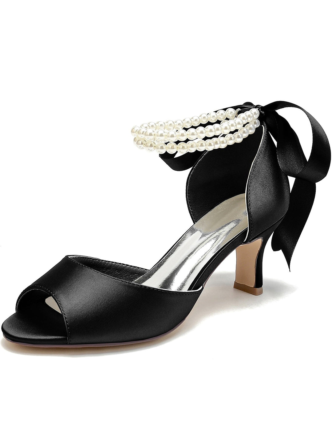 Chaussures de Mariée à Bout Ouvert et Talon Aiguille avec Nœud Papillon pour Femme