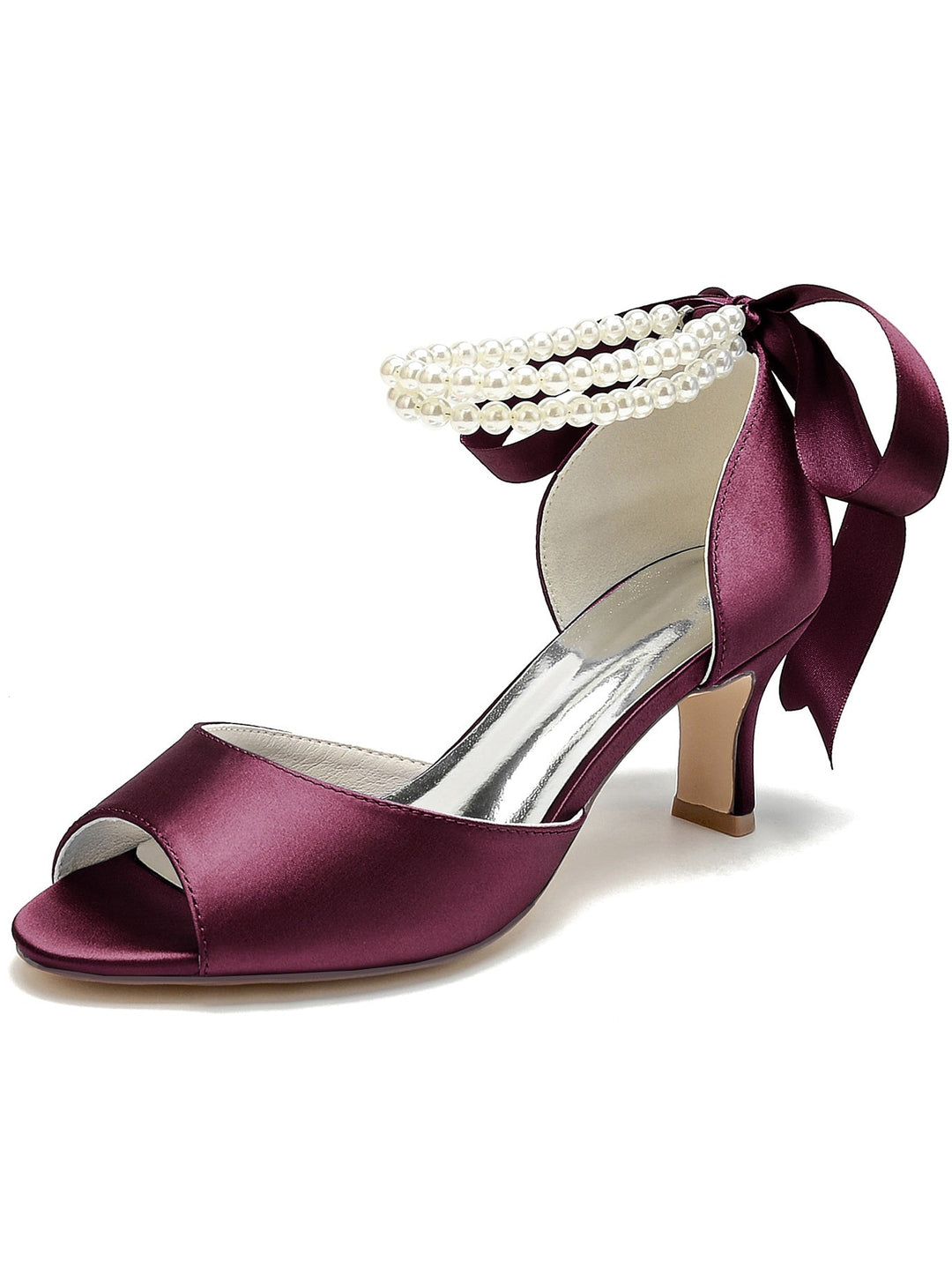 Chaussures de Mariée à Bout Ouvert et Talon Aiguille avec Nœud Papillon pour Femme