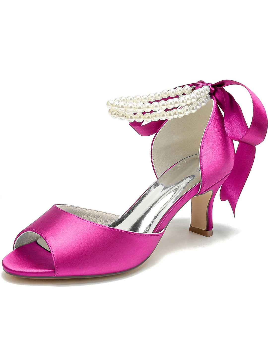 Chaussures de Mariée à Bout Ouvert et Talon Aiguille avec Nœud Papillon pour Femme