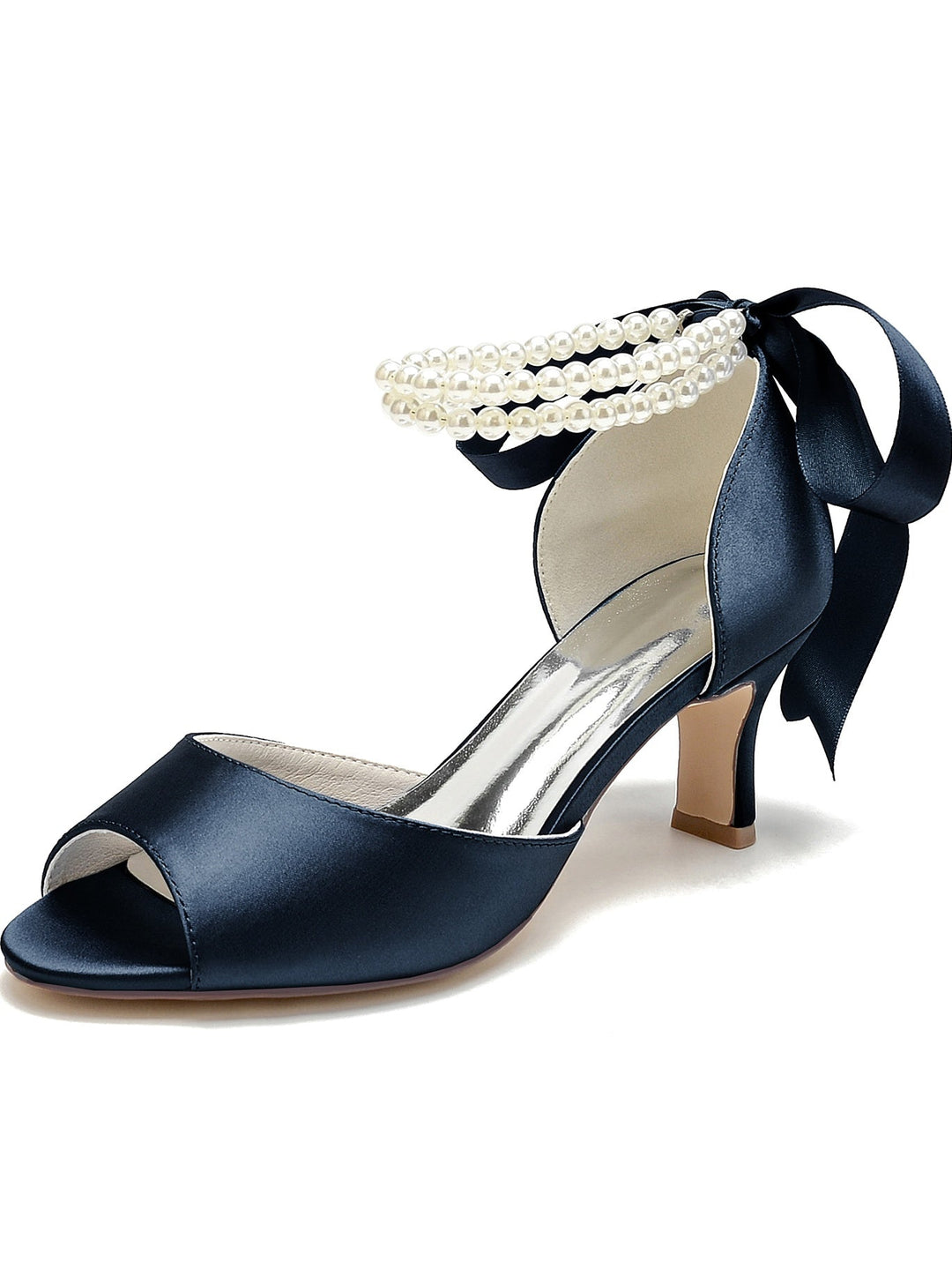 Chaussures de Mariée à Bout Ouvert et Talon Aiguille avec Nœud Papillon pour Femme