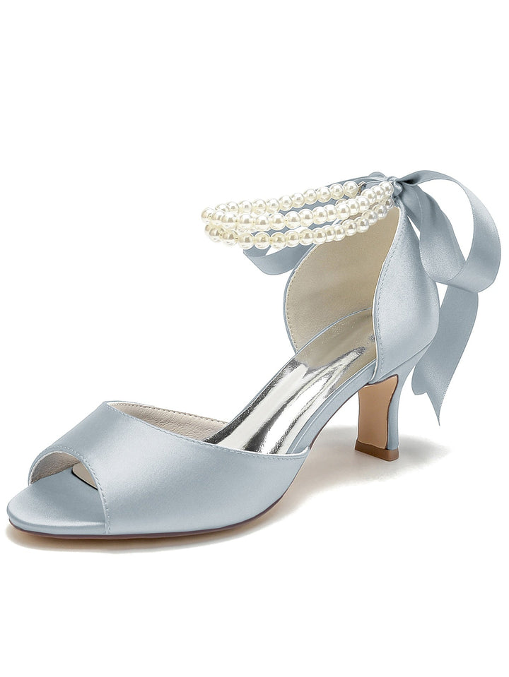Chaussures de Mariée à Bout Ouvert et Talon Aiguille avec Nœud Papillon pour Femme