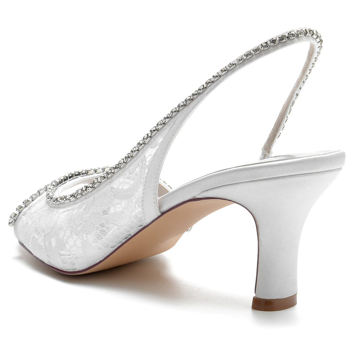 Chaussures de Mariage pour Femmes en Satin de Soie Noir avec Dentelle et Cristal Chaussures de Mariée à Bout Ouvert
