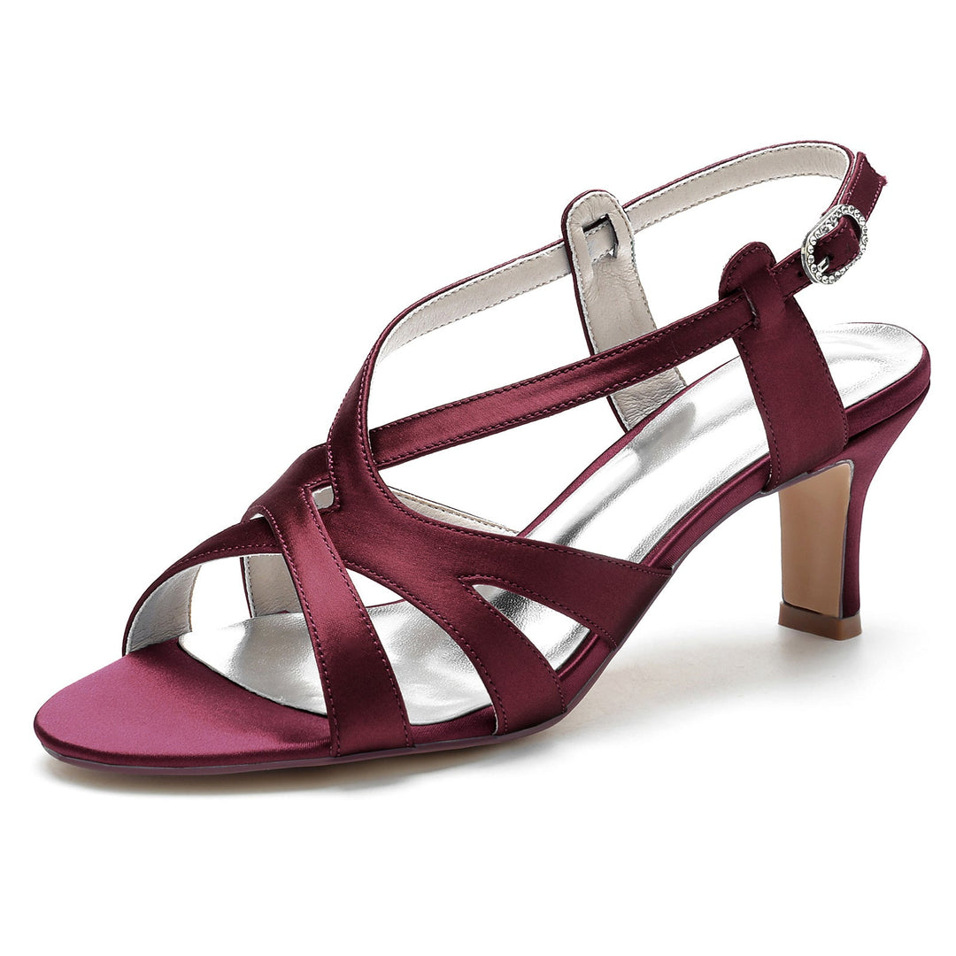 Chaussures de Mariage pour Femmes à Bout Ouvert, Boucle Croisée, Talon Moyen, Chaussures de Mariée Minimalistes
