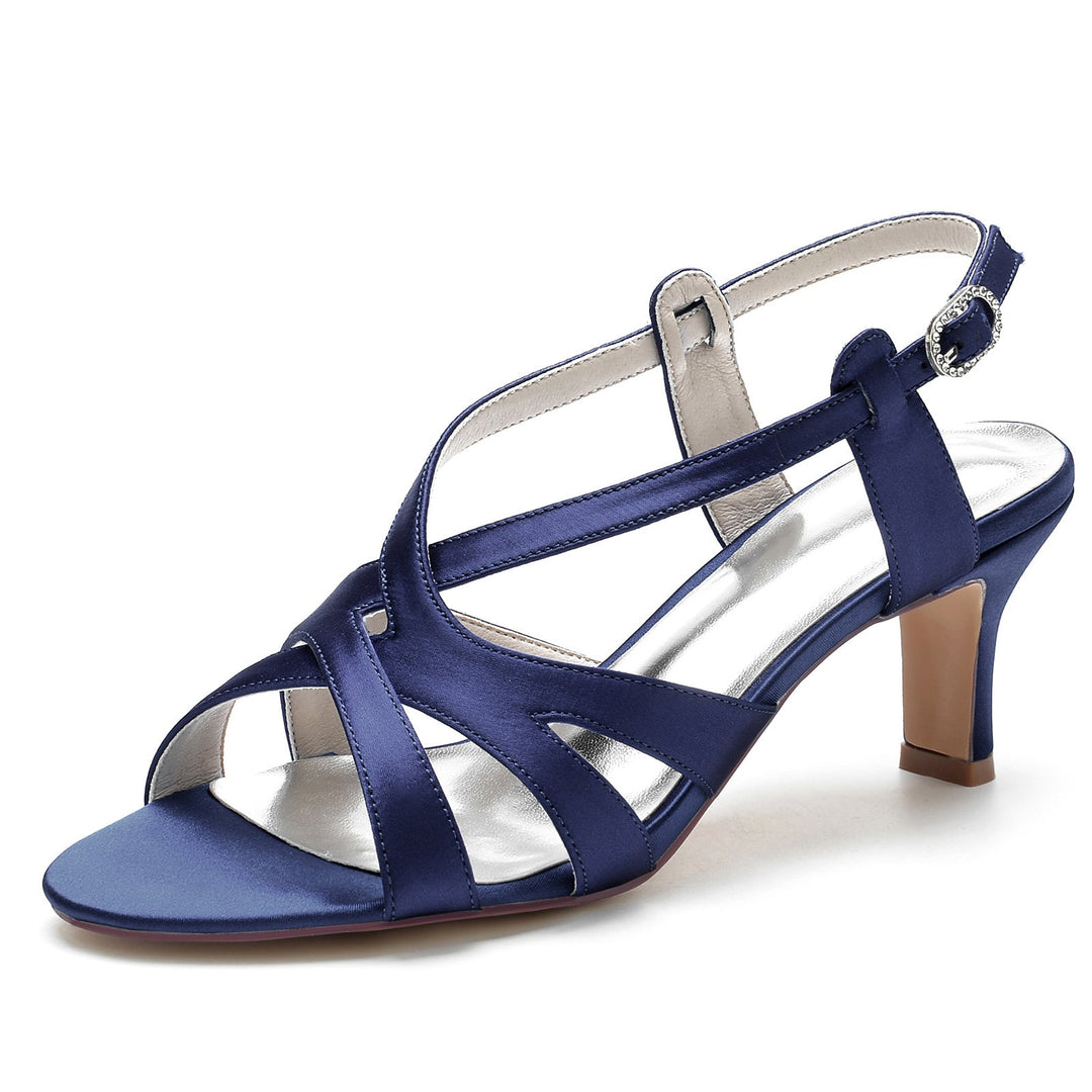 Chaussures de Mariage pour Femmes à Bout Ouvert, Boucle Croisée, Talon Moyen, Chaussures de Mariée Minimalistes