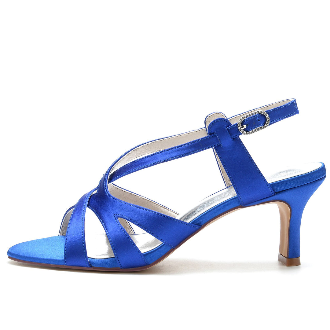 Chaussures de Mariage pour Femmes à Bout Ouvert, Boucle Croisée, Talon Moyen, Chaussures de Mariée Minimalistes