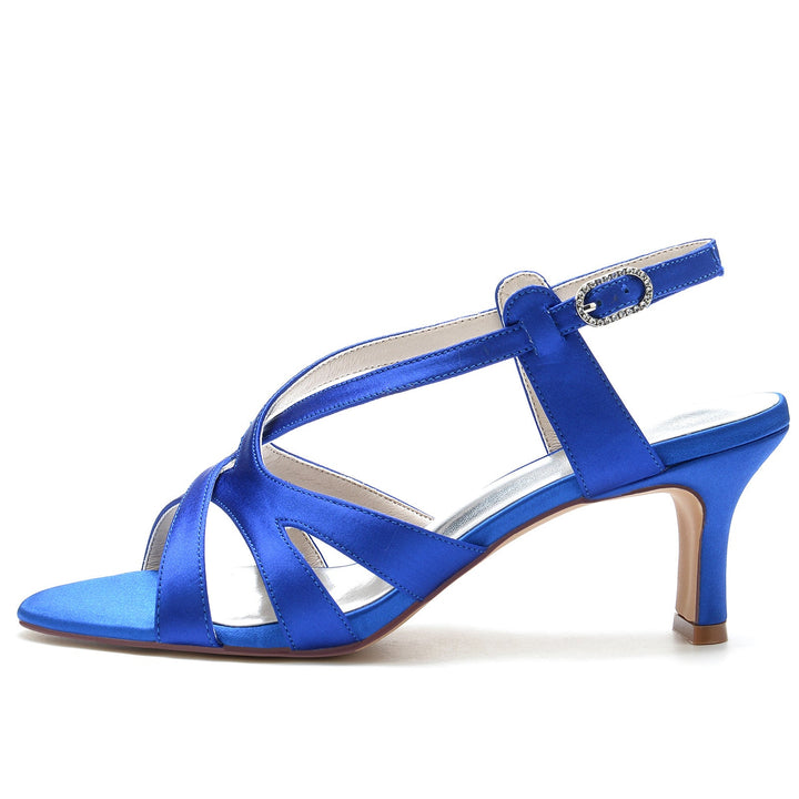 Chaussures de Mariage pour Femmes à Bout Ouvert, Boucle Croisée, Talon Moyen, Chaussures de Mariée Minimalistes