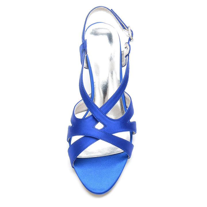 Chaussures de Mariage pour Femmes à Bout Ouvert, Boucle Croisée, Talon Moyen, Chaussures de Mariée Minimalistes