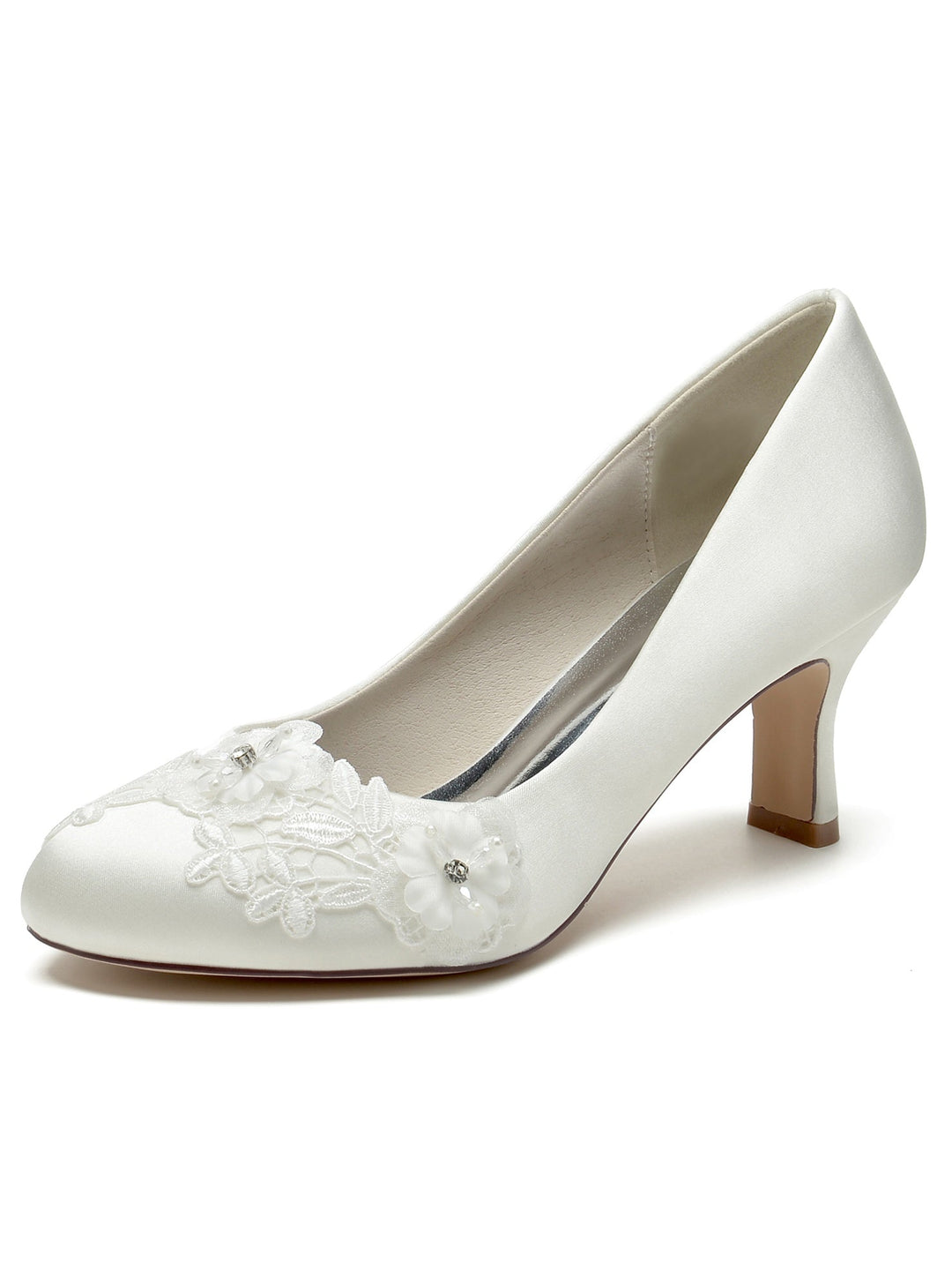 Chaussures de Mariage pour Femmes avec Appliques et Bout Pointu à Talon Moyen
