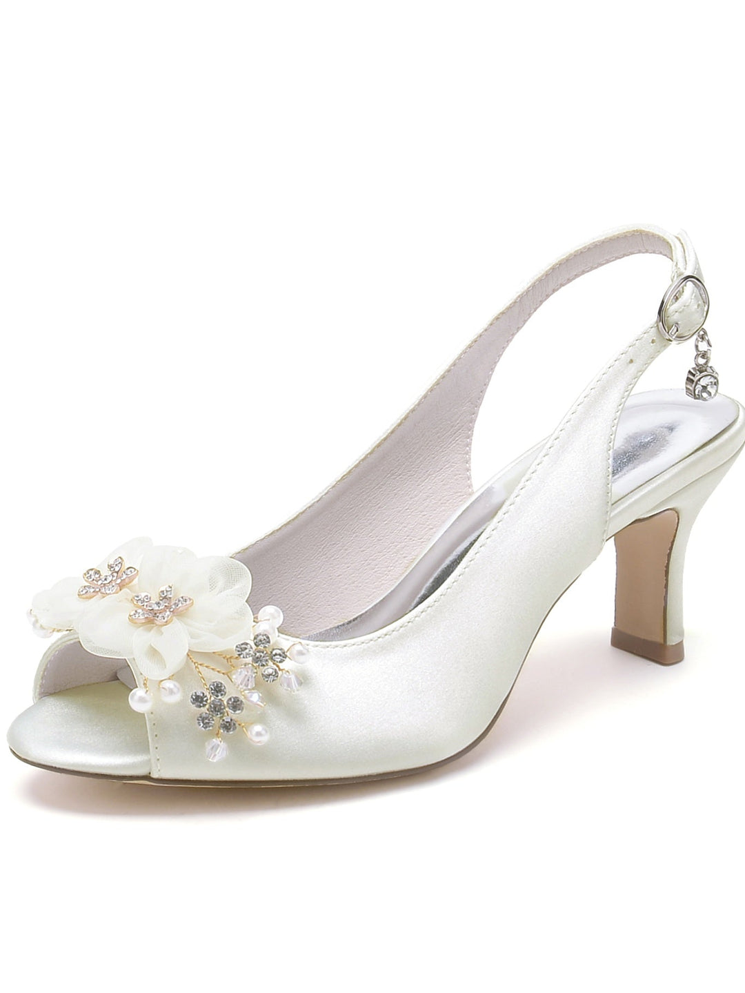 Chaussures de Mariage pour Femmes, Chaussures de Demoiselle D'Honneur à Talon Moyen et Bout Ouvert