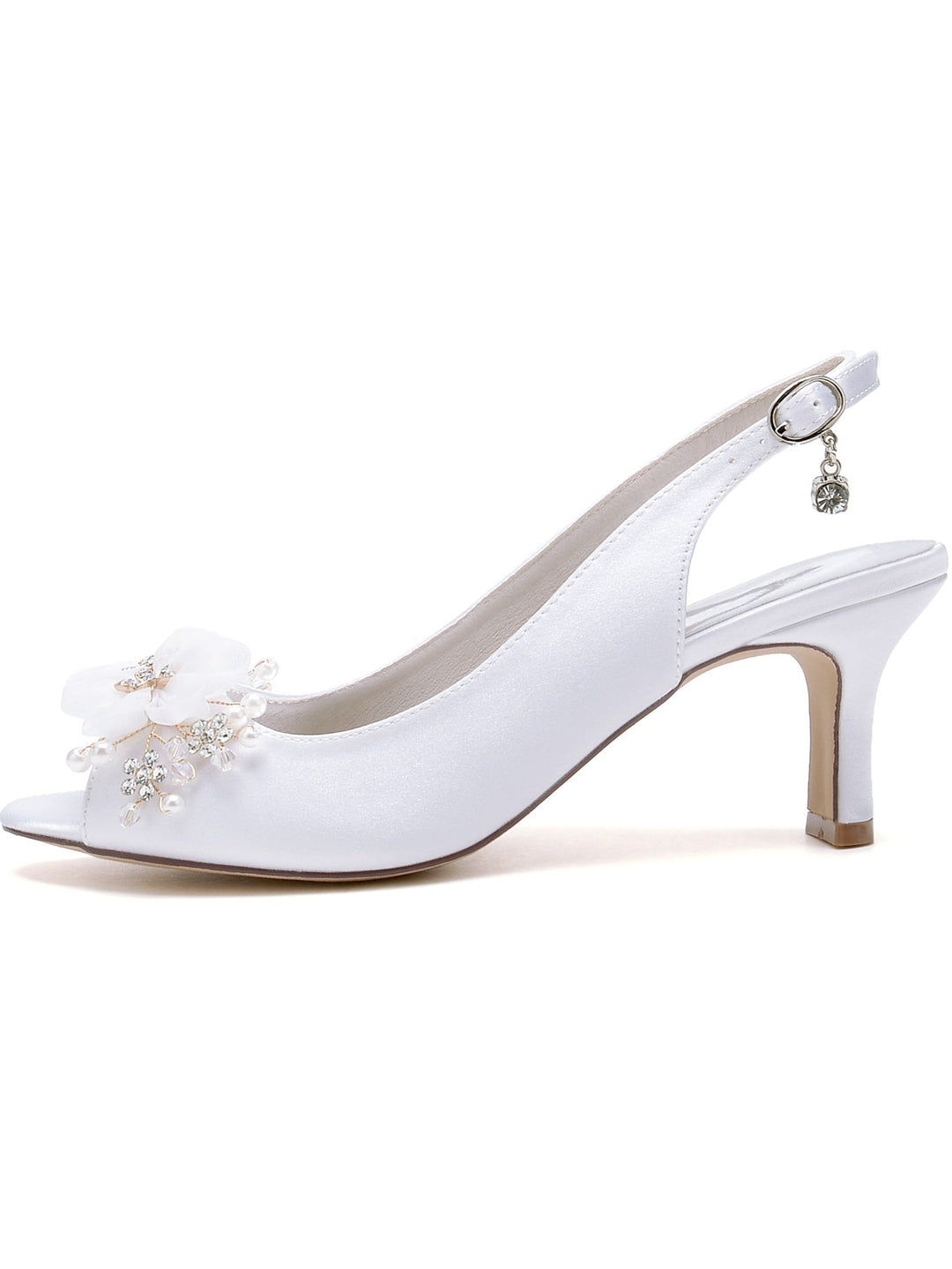 Chaussures de Mariage pour Femmes, Chaussures de Demoiselle D'Honneur à Talon Moyen et Bout Ouvert