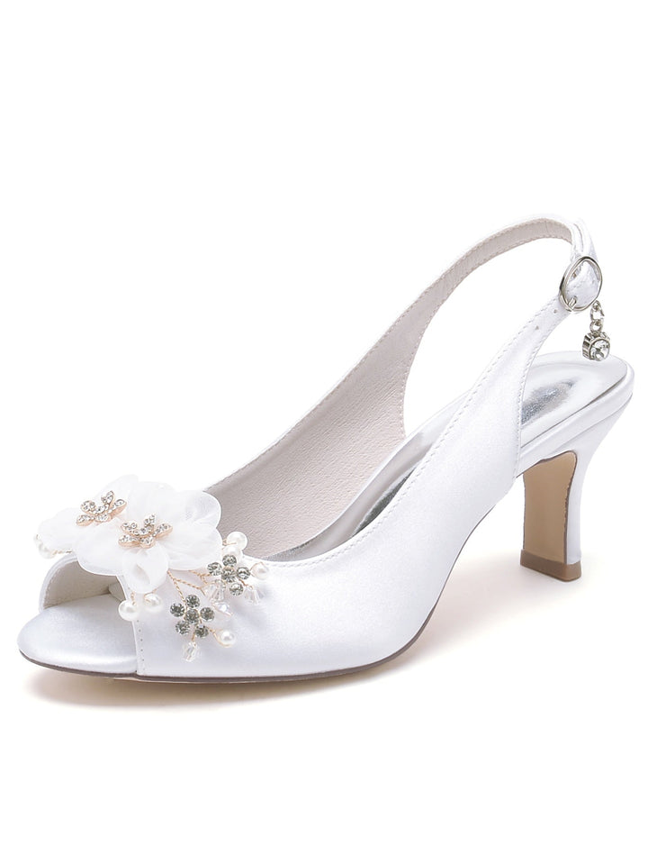Chaussures de Mariage pour Femmes, Chaussures de Demoiselle D'Honneur à Talon Moyen et Bout Ouvert