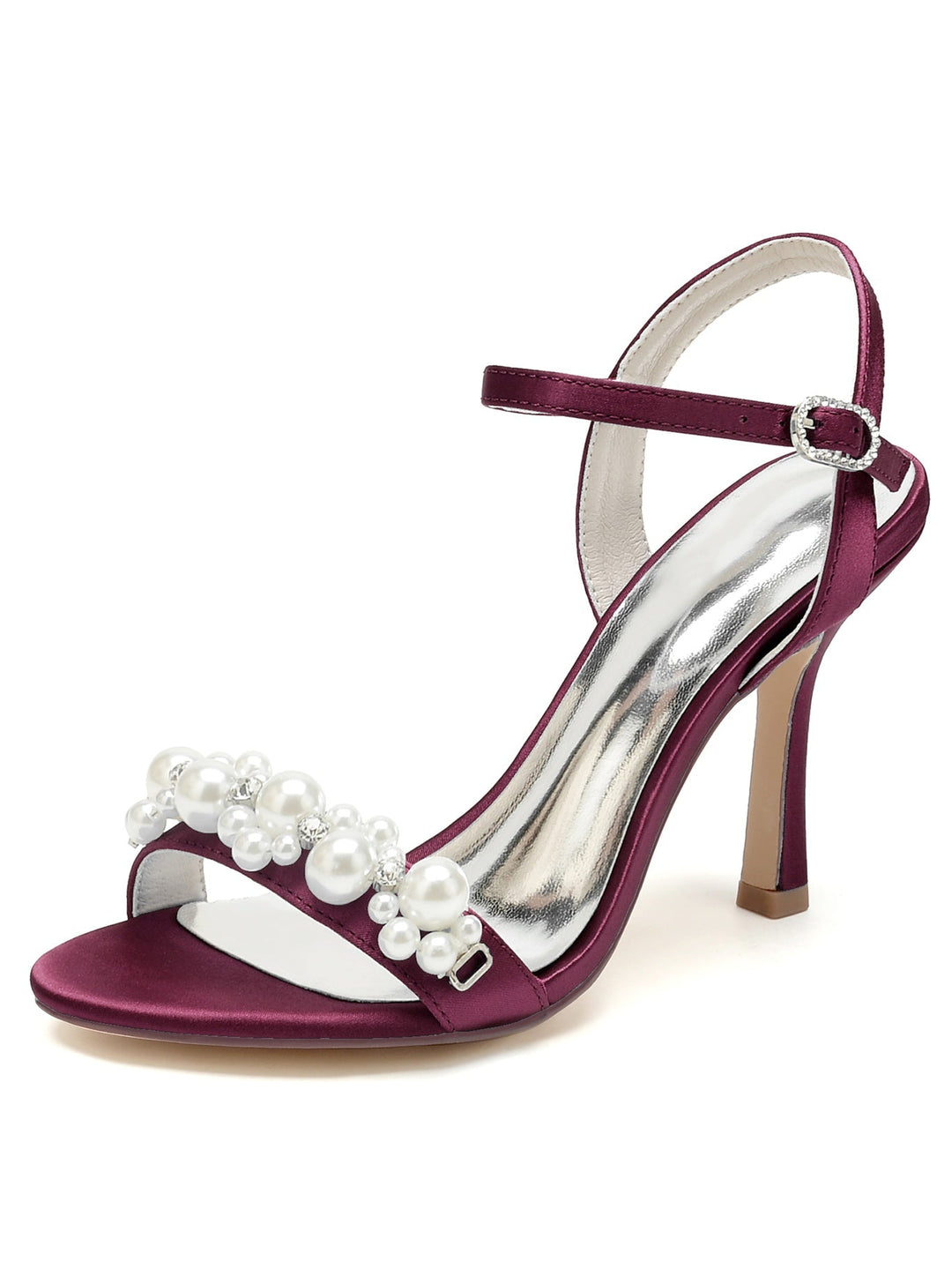 Chaussures de Mariage pour Femmes, Chaussures de Demoiselle D'Honneur à Talon Aiguille et Strass à Bout Ouvert