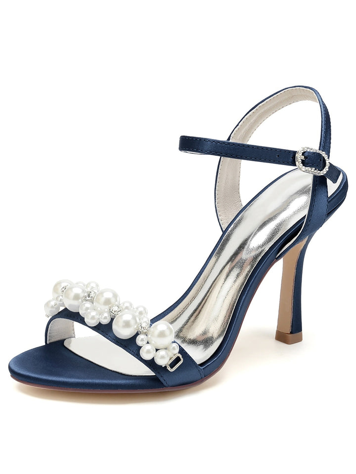 Chaussures de Mariage pour Femmes, Chaussures de Demoiselle D'Honneur à Talon Aiguille et Strass à Bout Ouvert