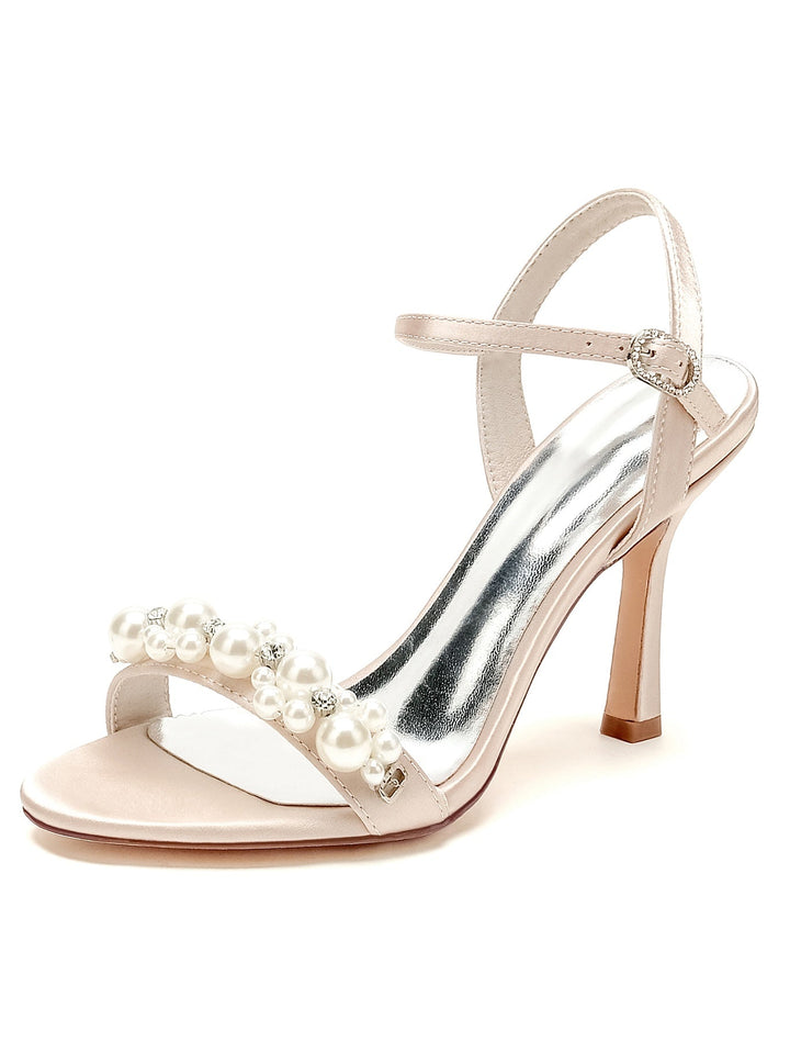 Chaussures de Mariage pour Femmes, Chaussures de Demoiselle D'Honneur à Talon Aiguille et Strass à Bout Ouvert