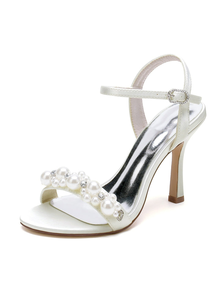 Chaussures de Mariage pour Femmes, Chaussures de Demoiselle D'Honneur à Talon Aiguille et Strass à Bout Ouvert