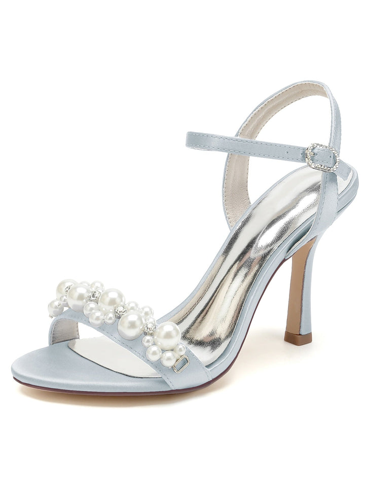 Chaussures de Mariage pour Femmes, Chaussures de Demoiselle D'Honneur à Talon Aiguille et Strass à Bout Ouvert