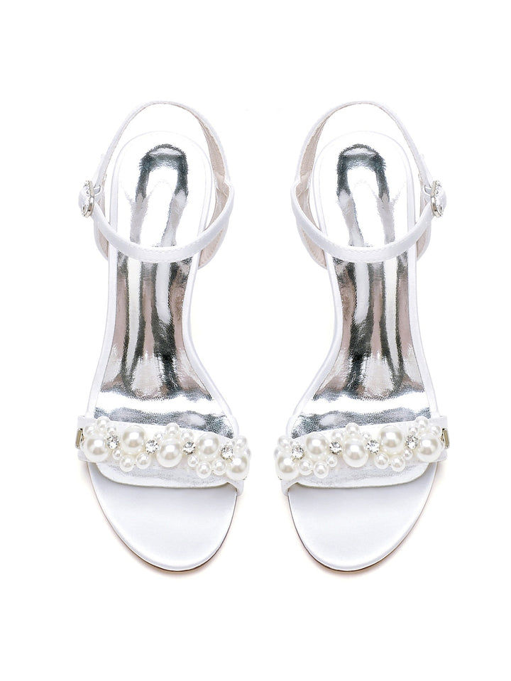 Chaussures de Mariage pour Femmes, Chaussures de Demoiselle D'Honneur à Talon Aiguille et Strass à Bout Ouvert